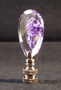 LASER ENGRAVED CRYSTAL FLOWER-Lamp Finial-Lilac, AB, PB OR SN Finish
