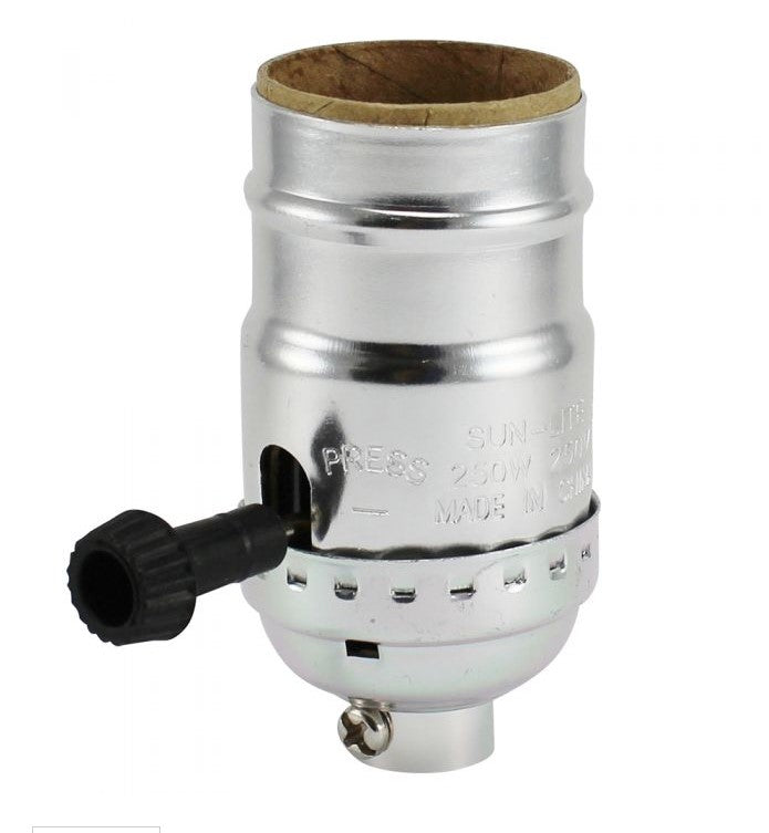 ON/OFF TURN KNOB Medium Base Socket-Nickel Finish – Lamp Finial Designs