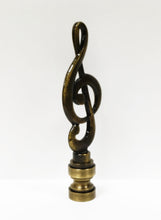 Load image into Gallery viewer, MUSIC STAFF Lamp Finial-Aged Brass Finish, Highly detailed metal casting