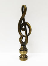 Load image into Gallery viewer, MUSIC STAFF Lamp Finial-Aged Brass Finish, Highly detailed metal casting