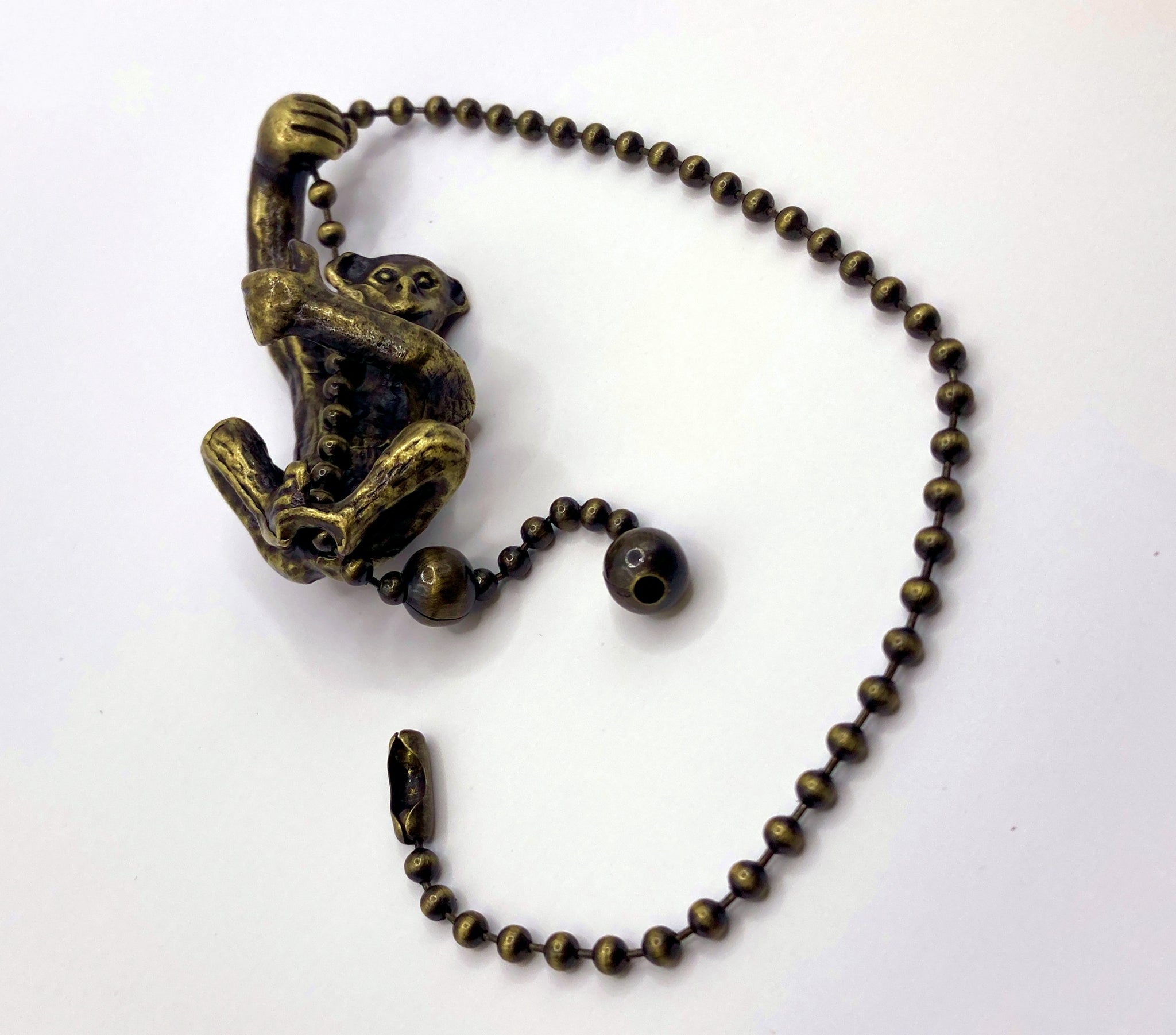 HANGING MONKEY Fan/Socket Pull Chain, Antique Brass Finish-12