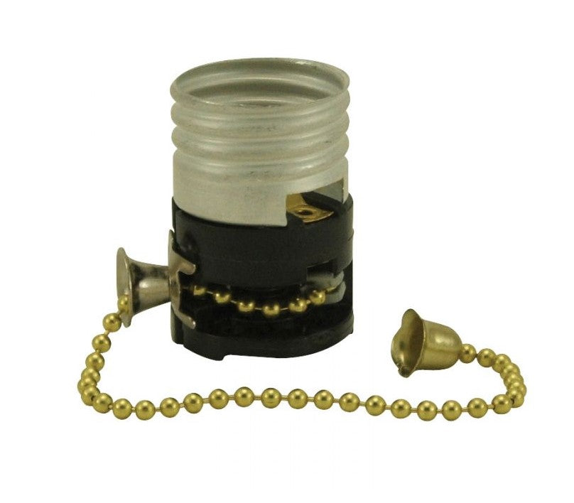 3-WAY PULL CHAIN Replacement MB Socket/Electrolier Interior-Brass Finish Chain