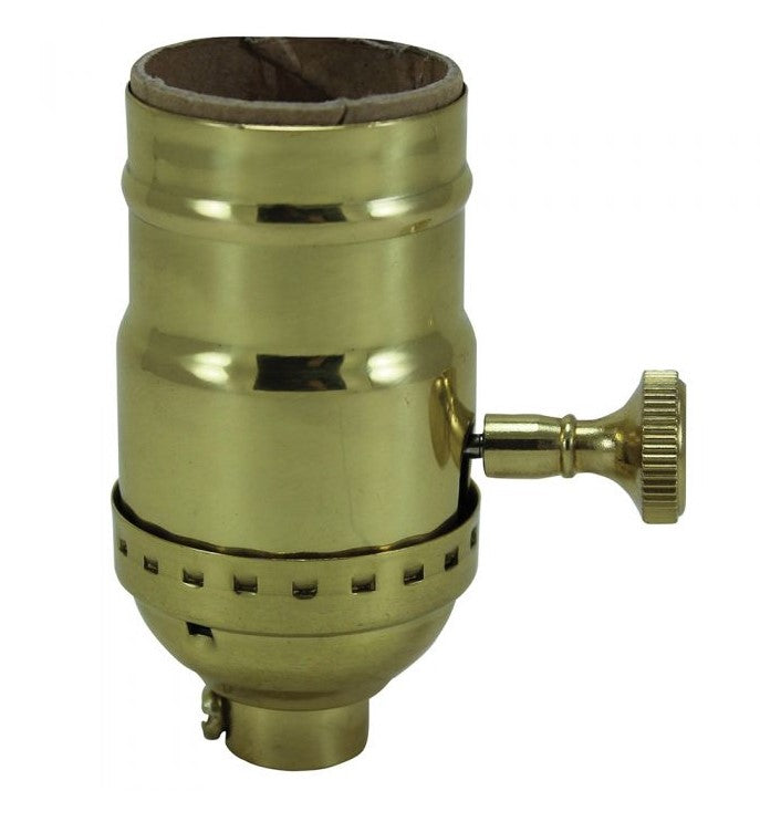ON/OFF TURN KNOB SOLID BRASS Medium Base Socket-Polished/Lacquered ...