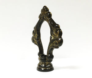 ORNAMENTAL LOOP Solid Cast Brass Lamp Finial, Highly Detailed w/Dual Threads