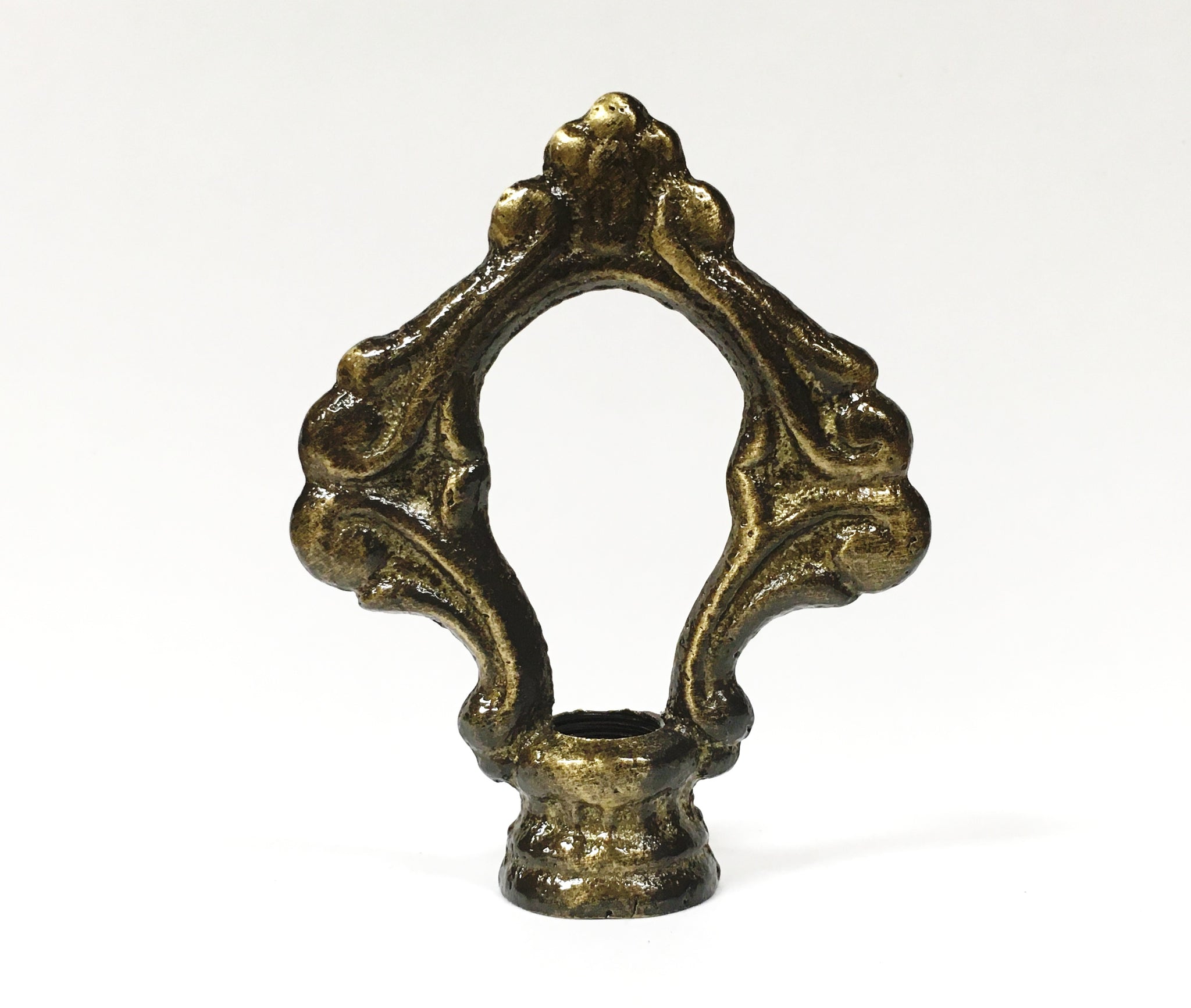 ORNAMENTAL LOOP Solid Cast Brass Lamp Finial, Highly Detailed w/Dual T ...
