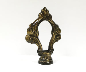 ORNAMENTAL LOOP Solid Cast Brass Lamp Finial, Highly Detailed w/Dual Threads