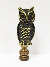 Load image into Gallery viewer, OWL Lamp Finial-Aged Brass Finish, Highly detailed metal casting