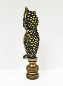 OWL Lamp Finial-Aged Brass Finish, Highly detailed metal casting