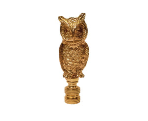 OWL Lamp Finial-Bright gold Finish, Highly detailed metal casting