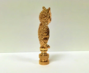 OWL Lamp Finial-Bright gold Finish, Highly detailed metal casting