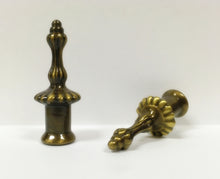 Load image into Gallery viewer, PILLAR Cast Metal Lamp Finials, (1-Pair) Antique Brass Finish w/Dual Threads