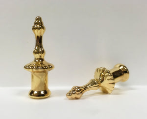 PILLAR Cast Metal Lamp Finials, (1-Pair) Polished Brass Finish w/Dual Threads