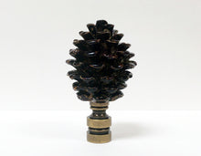 Load image into Gallery viewer, PINECONE Lamp Finial, Highly Detailed Resin Casting, Aged Brass Base