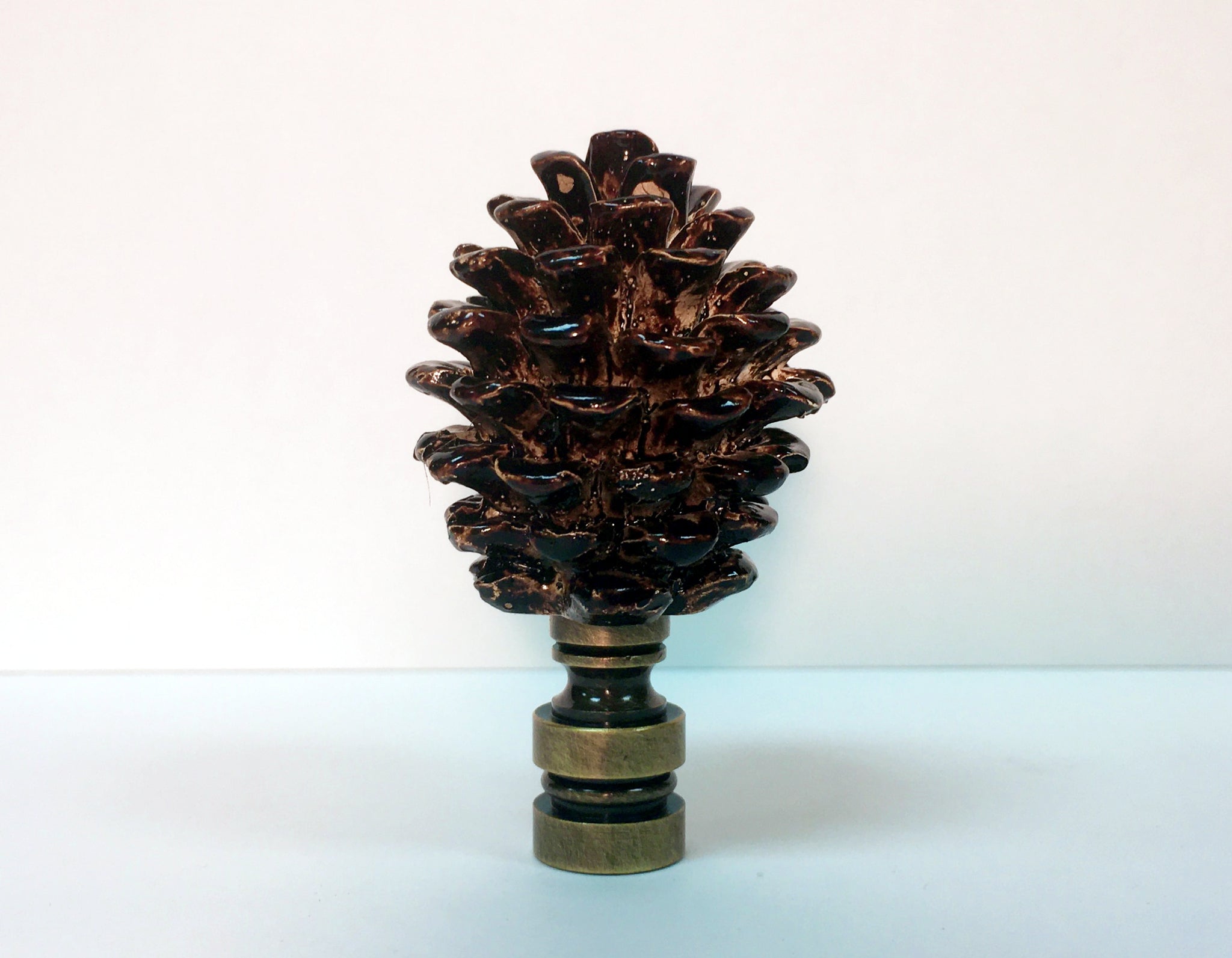 PINECONE Lamp Finial, Highly Detailed Resin Casting, Aged Brass