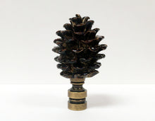 Load image into Gallery viewer, PINECONE Lamp Finial, Highly Detailed Resin Casting, Aged Brass Base