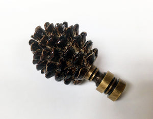 PINECONE Lamp Finial, Highly Detailed Resin Casting, Aged Brass Base