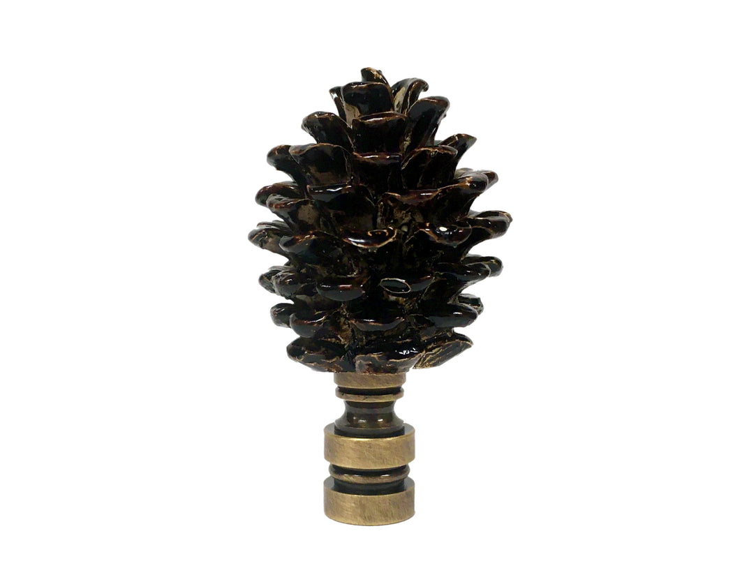 PINECONE Lamp Finial, Highly Detailed Resin Casting, Aged Brass Base