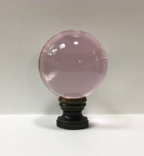Load image into Gallery viewer, LARGE GLASS ORB-Lamp Finial-PINK, Solid Brass Base, 3-Finishes