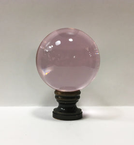 LARGE GLASS ORB-Lamp Finial-PINK, Solid Brass Base, 3-Finishes