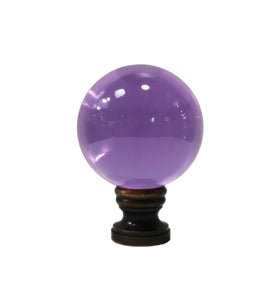 LARGE GLASS ORB-Lamp Finial-PURPLE, Solid Brass Base, 3-Finishes