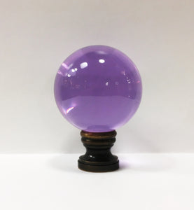 LARGE GLASS ORB-Lamp Finial-PURPLE, Solid Brass Base, 3-Finishes