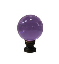 Load image into Gallery viewer, LARGE GLASS ORB-Lamp Finial-PURPLE, Solid Brass Base, 3-Finishes