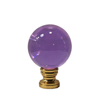 Load image into Gallery viewer, LARGE GLASS ORB-Lamp Finial-PURPLE, Solid Brass Base, 3-Finishes
