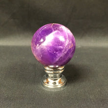 Load image into Gallery viewer, PURPLE ROCK QUARTZ-Crystal Lamp Finial-on Pedestal Base, Available in 3 Finishes (1 Pc.)