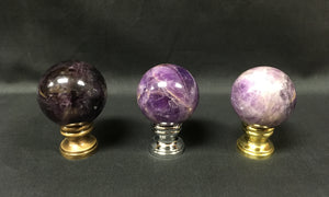 PURPLE ROCK QUARTZ-Crystal Lamp Finial-on Pedestal Base, Available in 3 Finishes (1 Pc.)