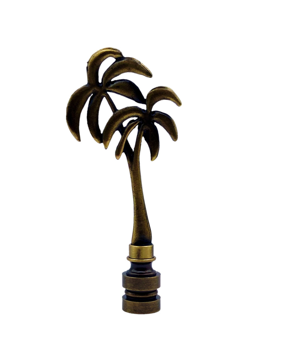 Final Lamp PALM TREE Lamp Finial, Aged Brass Finish, Highly detailed metal castin ...