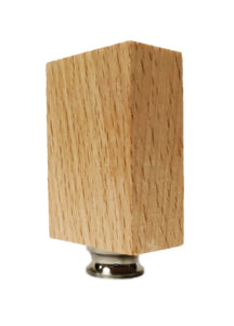 WOOD RECTANGLE BLOCK Solid Beech Lamp Finial W/Dual Thread Base in 4 Plated Finishes