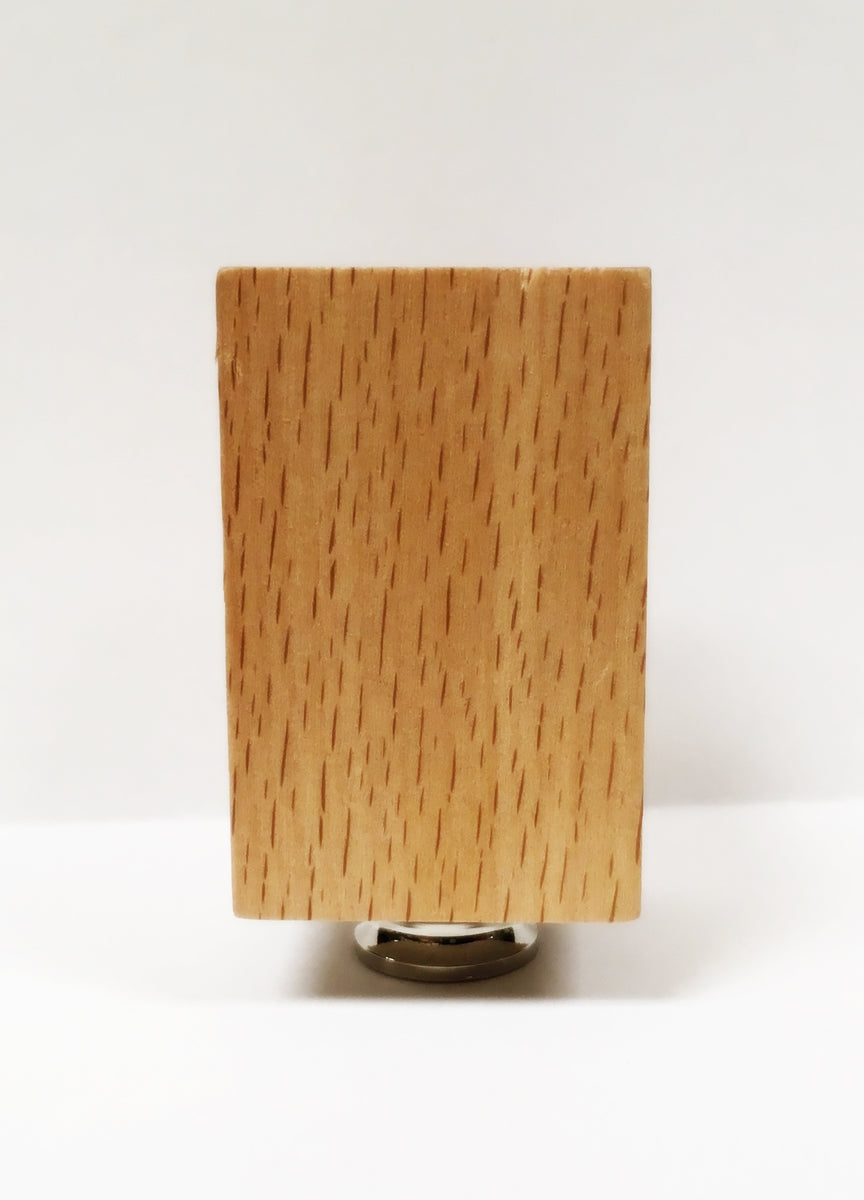 WOOD RECTANGLE CUBE Solid Beech Lamp Finial W/Dual Thread Base in 4 Pl ...