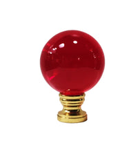 Load image into Gallery viewer, LARGE GLASS ORB-Lamp Finial-RED, Solid Brass Base, 3-Finishes