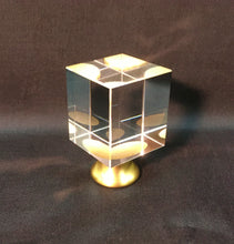 Load image into Gallery viewer, CUBE-Optic Glass Crystal Lamp Finial-Chrome or Satin Brass Finish