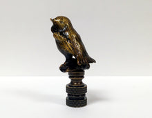 Load image into Gallery viewer, RHINESTONE OWL Lamp Finial, Aged Brass Finish, Highly detailed metal casting
