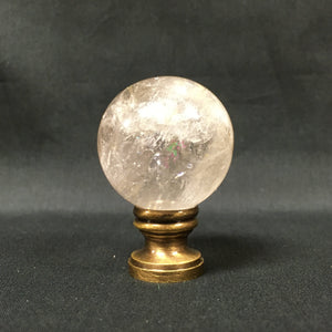 ROCK QUARTZ-Crystal Lamp Finial on Pedestal Base in 3 Finishes: AB, PB and CH (1 Pc.)
