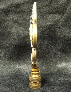 RHINESTONE FLEUR DE LIS Lamp Finial-Antique Brass Finish