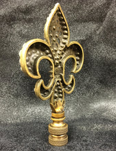 Load image into Gallery viewer, RHINESTONE FLEUR DE LIS Lamp Finial-Antique Brass Finish