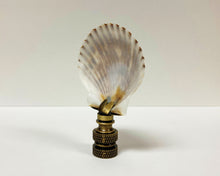 Load image into Gallery viewer, SEA SCALLOP Shell Lamp Finial with Polished Brass or Antique Brass Base (1-PC.)