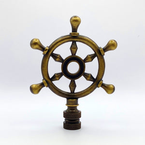 SHIPS WHEEL Lamp Finial, Aged Brass Finish, Highly detailed metal casting