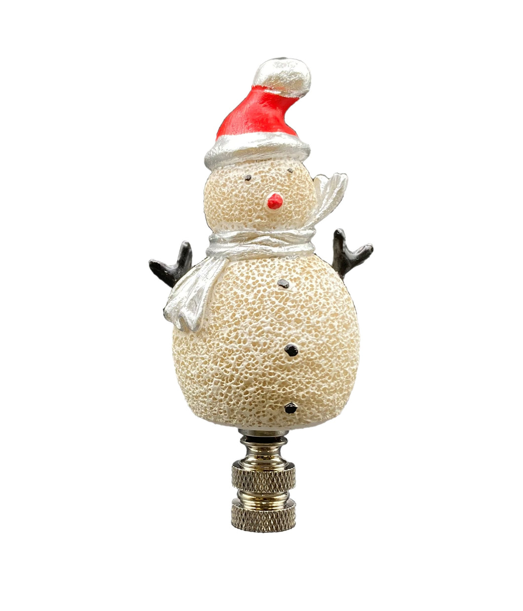 Holiday-Christmas Lamp Finial-SNOWMAN-Polished Nickel Base