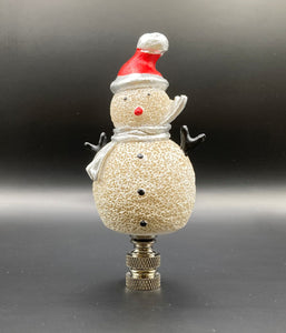 Holiday-Christmas Lamp Finial-SNOWMAN-Polished Nickel Base