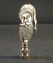 Load image into Gallery viewer, Holiday-Christmas Lamp Finial, SANTA HEAD-Pewter Finish, Detailed metal casting