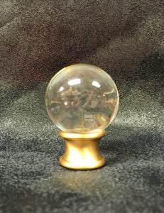 ORB Optic Glass Crystal Lamp Finial-Chrome or Satin Brass Finish