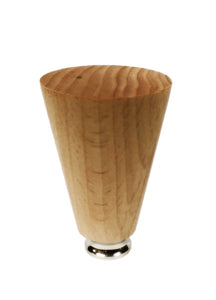 WOOD TAPERED CYLINDER Solid Beech Lamp Finial W/Dual Thread Base in 4 Plated Finishes