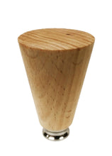 Load image into Gallery viewer, WOOD TAPERED CYLINDER Solid Beech Lamp Finial W/Dual Thread Base in 4 Plated Finishes