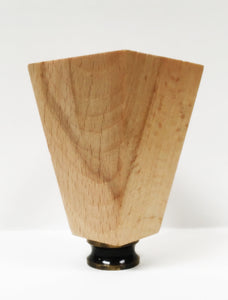 WOOD TAPERED RECTANGLE Solid Beech Lamp Finial W/Dual Thread Base in 4 Plated Finishes