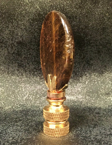 TIGER EYE QUARTZ Oval Stone Lamp Finial with AB,PB or SN Base (1-PC.)