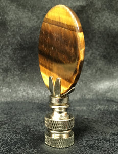 TIGER EYE QUARTZ Oval Stone Lamp Finial with AB,PB or SN Base (1-PC.)