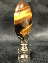 Load image into Gallery viewer, TIGER EYE QUARTZ Oval Stone Lamp Finial with AB,PB or SN Base (1-PC.)